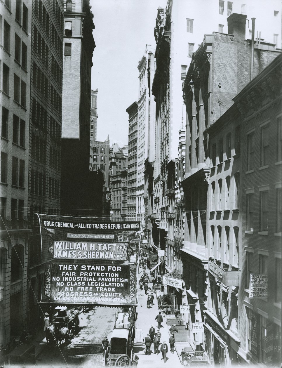 1908年ニューヨーク市メイデンレーンのタフトとシャーマンのバナー 作： GPホールと息子