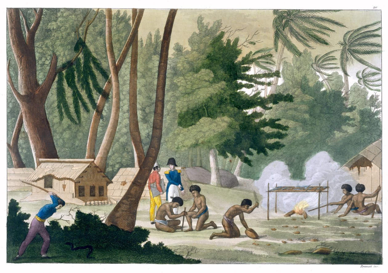 「ラワク島のパプー族」、c1820-1839 作： Gブラマティ