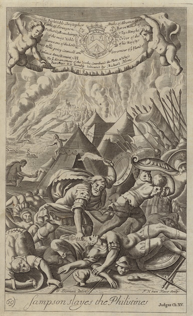 ペリシテ人を殺すサムソン（エングレーヴィング） 作： Gフリーマン
