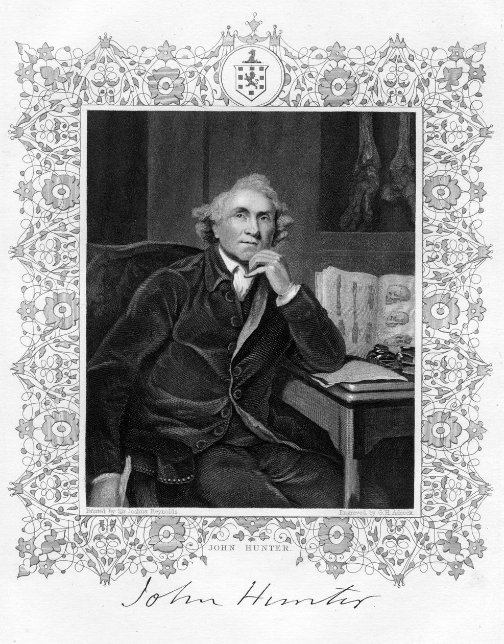 ジョンハンター1728年-1793年、スコットランドの外科医、19世紀。 作： GHアドコック