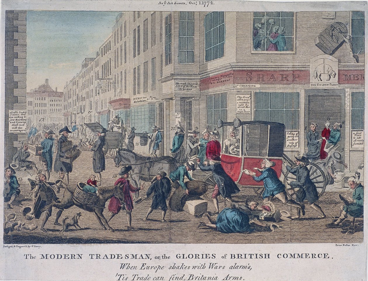 「現代の商人、または英国の商業の栄光」、1774 作： Gテリー