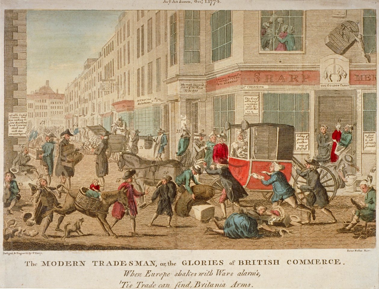 「現代の商人、または英国の商業の栄光」、1774 作： Gテリー