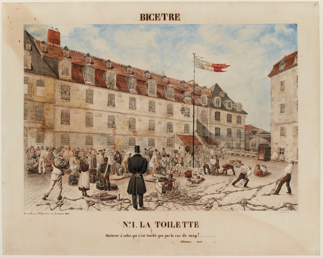 フランス語：BICÊTRE.Nº1.THE TOILET / 血を見ただけで感動する者は災いだ！ ...... / ( JJ Rousseau. Émile. ). 作： ガブリエル・クロケミン