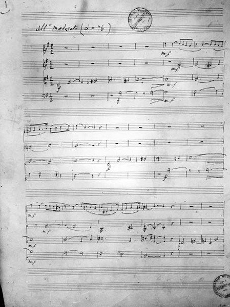 弦楽四重奏のための楽譜、Opus 121、1924 作： ガブリエル・フォーレ