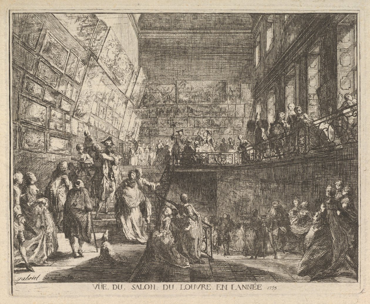 1753年、1753年のサロンデュルーブルの眺め。 作： ガブリエル・ド・サン・トーバン