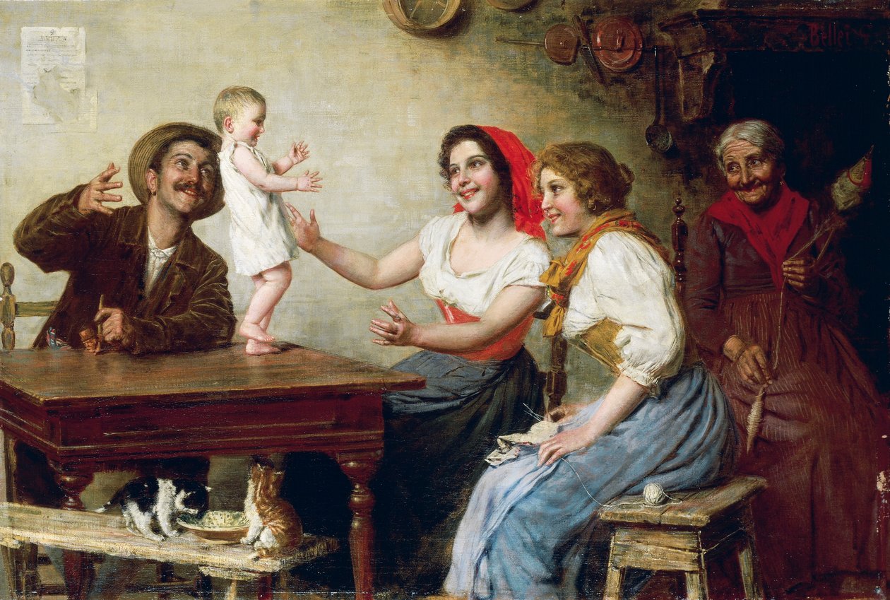はじめの一歩」ガエタノ・ベレイ（1857-1922）作、油彩・キャンバス、55x82.5cm 作： ガエタノ ベレイ