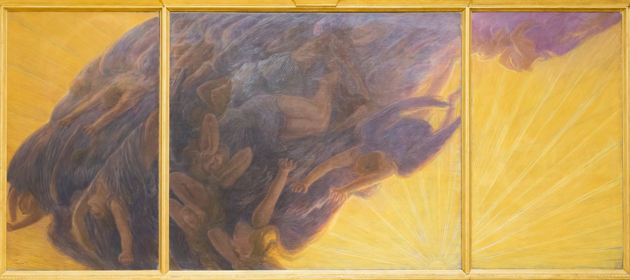 天使の堕落、c。 1913年、ガエターノ・プレビアティ（キャンバスに油彩） 作： ガエターノ・プレヴィアーティ