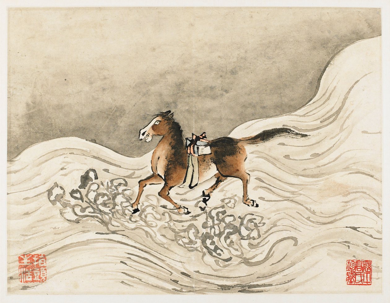 指画、全十葉の画帖より 作： 高七平