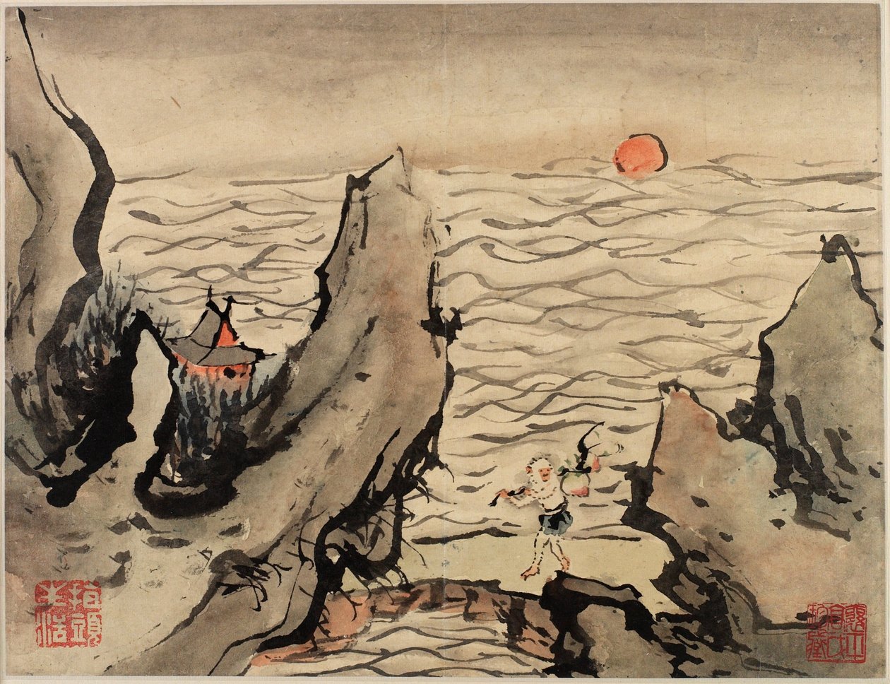 指画、全十葉の画帖より 作： 高七平