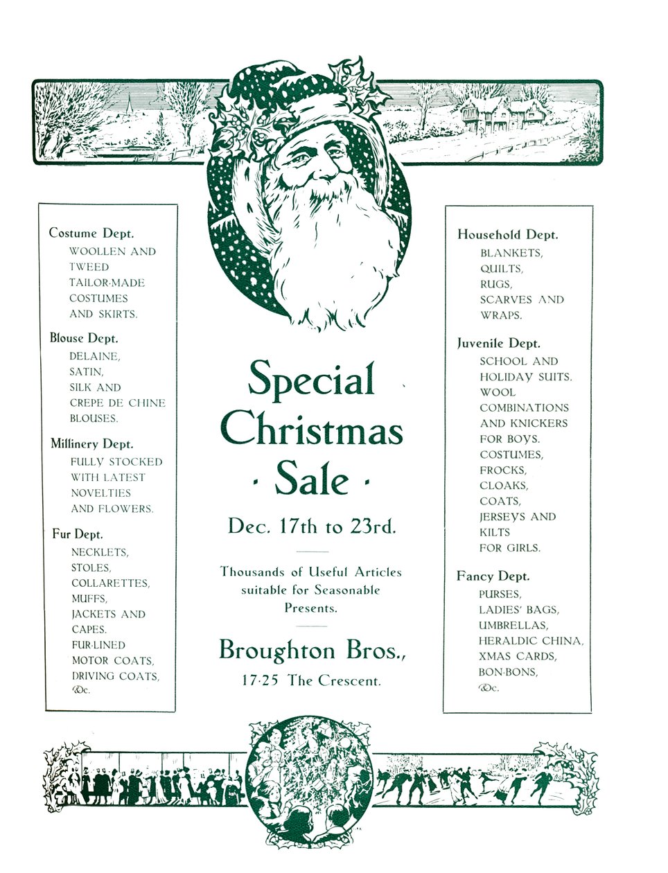 ブロートンブラザーズの広告-スペシャルクリスマスセール、1917 作： ガラットとアトキンソン