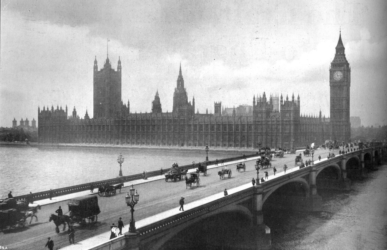 国会議事堂とウェストミンスターブリッジ、1919年 作： ガラットとアトキンソン