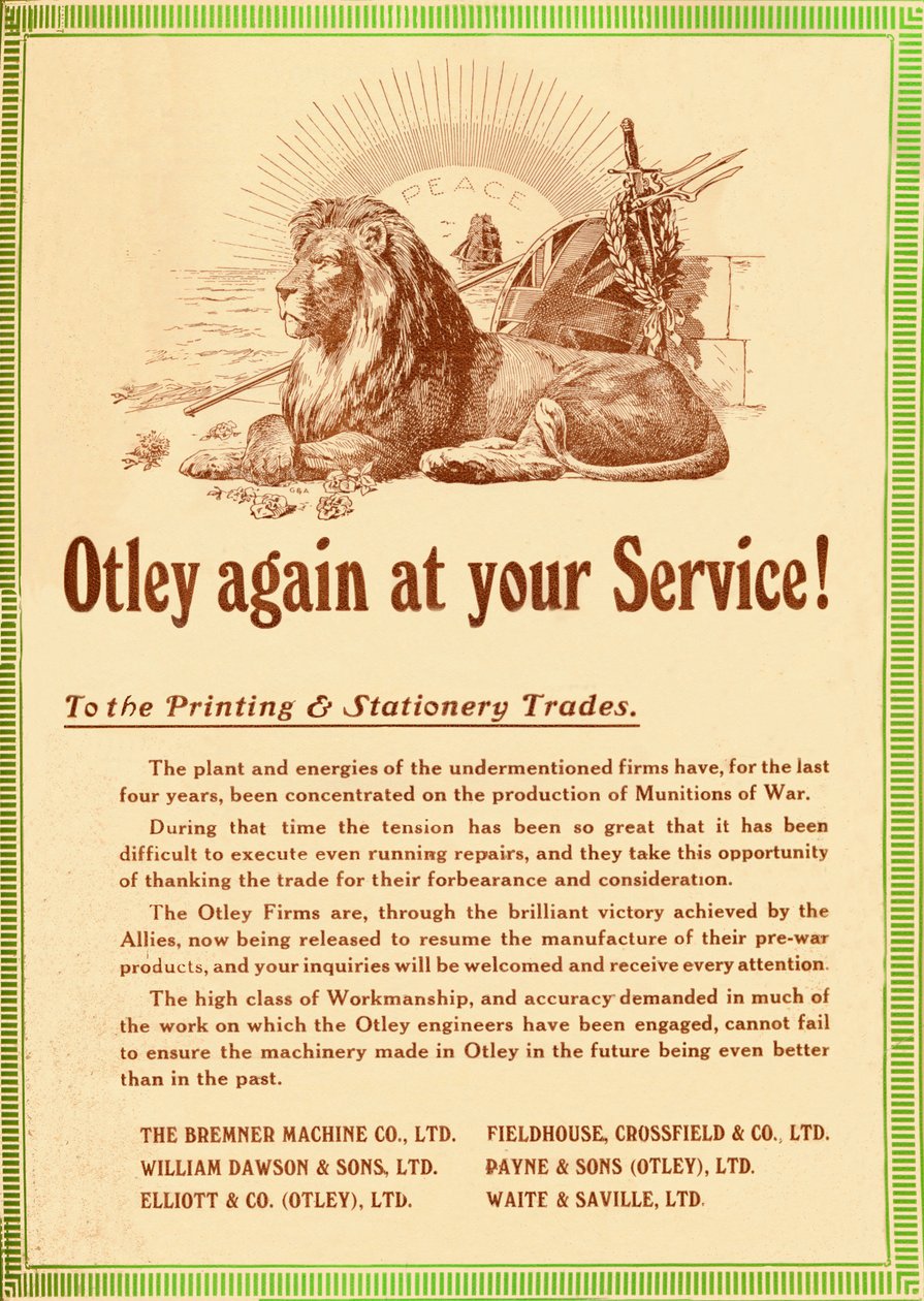 再びあなたのサービスでOtley-印刷＆文房具業界へ、1919 作： ガラットとアトキンソン