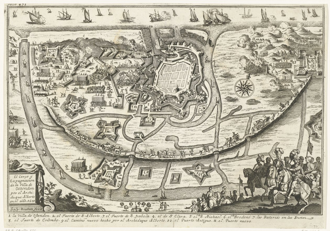ベレグ・ヴァン・オーステンデ、1601年 1601 年のアルベルト大公によるヴィラ デ オステンデンの包囲と追放 (オブジェクトのタイトル) 作： ガスパル・ブッタッツ