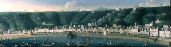 カステルデローヴォとキアイア郊外の海からのナポリの眺め、1731年 作： ガスパーバトラー