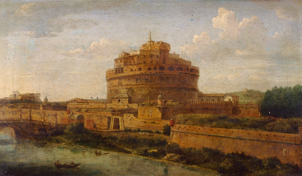 ローマのサンタンジェロ城、ガスパール・ファン・ウィッテル派の無名の画家、イタリア 作： ガスパルヴァンウィッテル