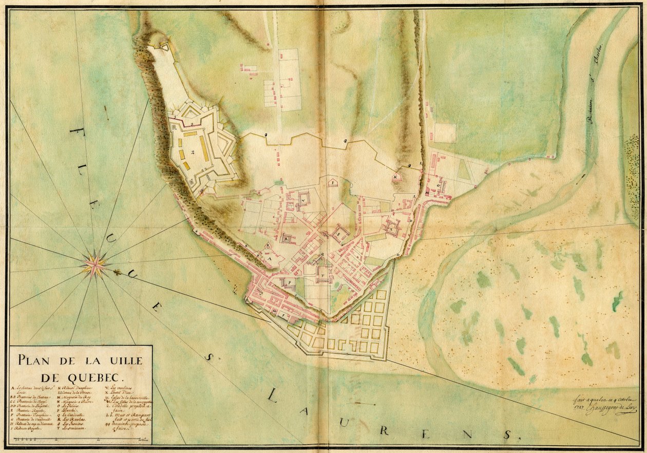 ガスパール＝ジョセフ・ショセグロ・ド・レリー、ケベック市の平面図、1727年 作： ガスパールジョセフシャセグロデリー