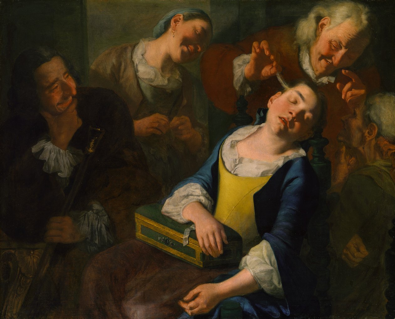 眠っている少女をからかう、カリフォルニア州。 1760年。 作： ガスパレトラヴェルシ