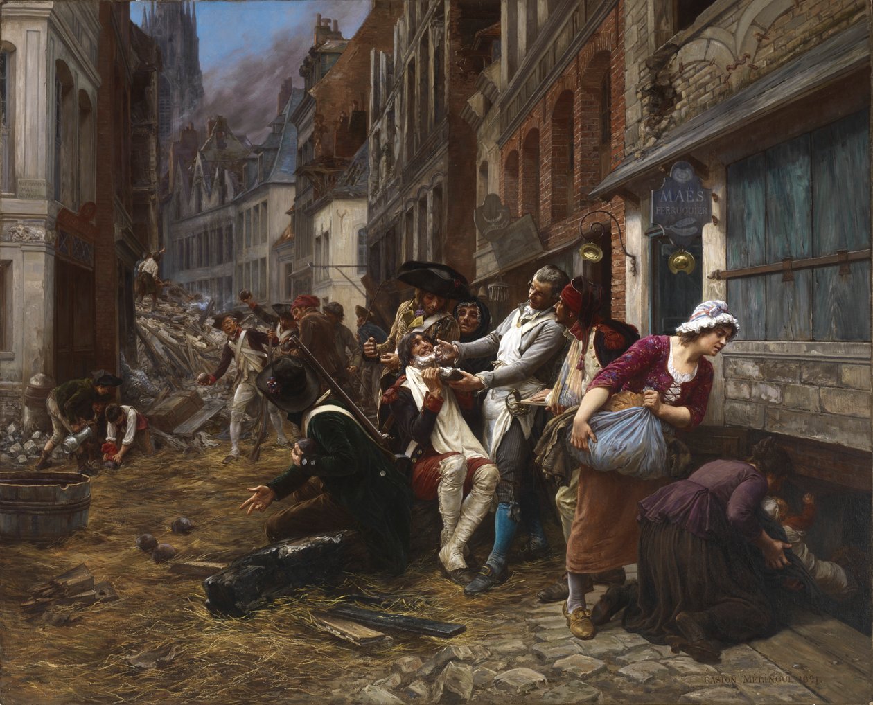リール包囲戦のエピソード、1792 年、1891 年。 作： ガストンセオドアメリンゲ