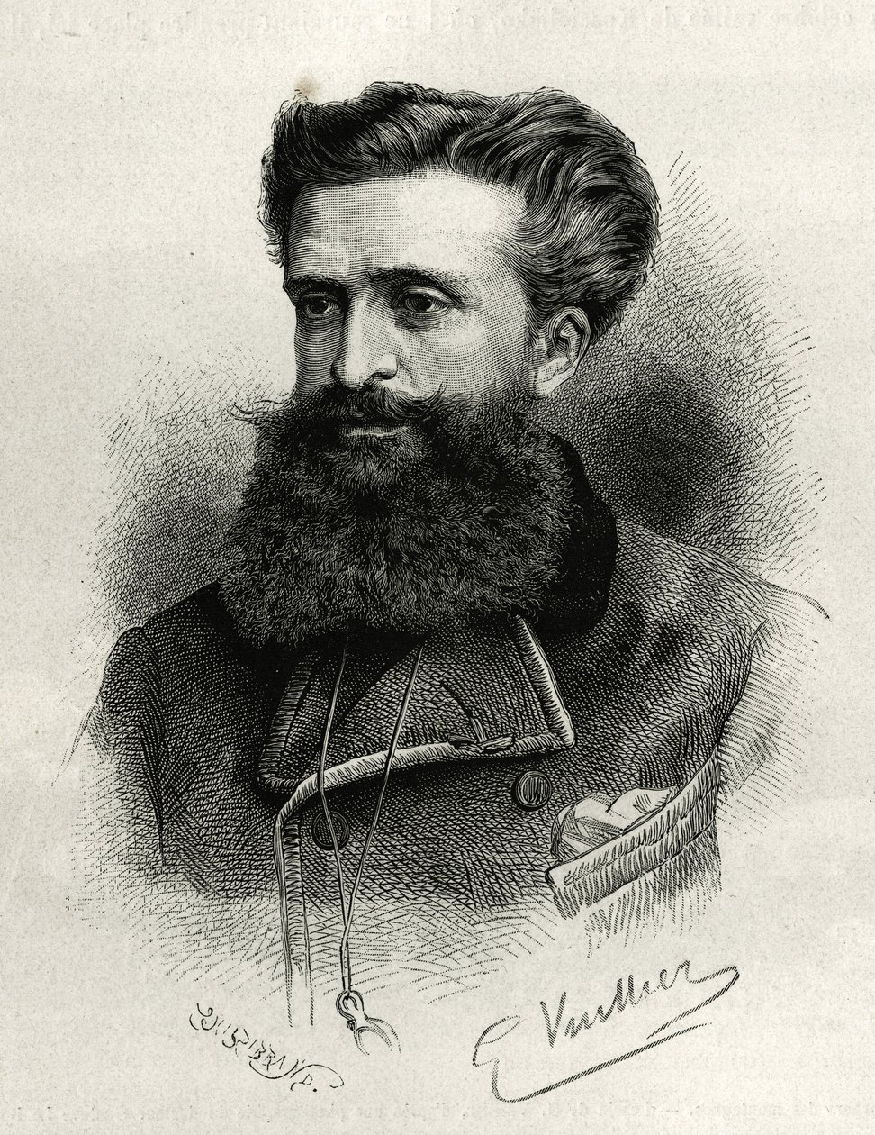 ギュスターヴ・ルボン博士（1841-1931）の肖像。G.Vuillierによるエングレーヴィング。公教育省から科学的使命を与えられたリヨン医学部の学部長M.Lortetによる「La Syria d