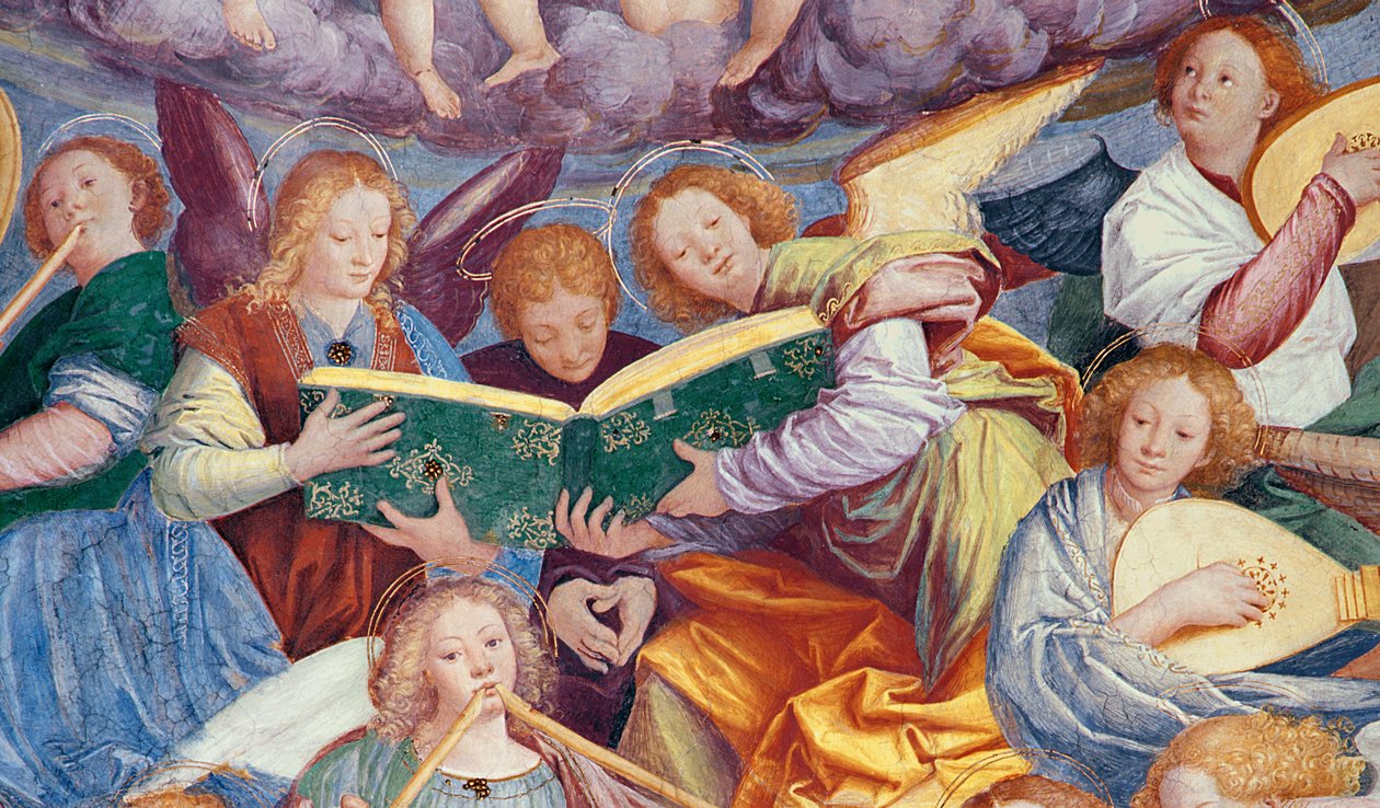天使のコンサート、175782年の1534年〜36年のフレスコ画の詳細 作： ガウデンツィオフェラーリ