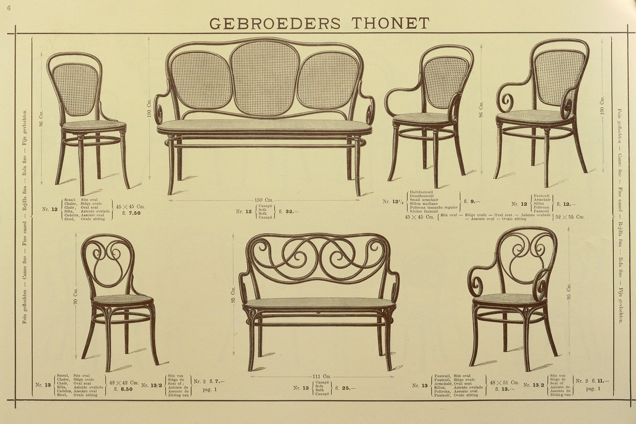 Thonet Brothersのチェアとソファのカタログ、オーストリア、図面 作： トーネット兄さん