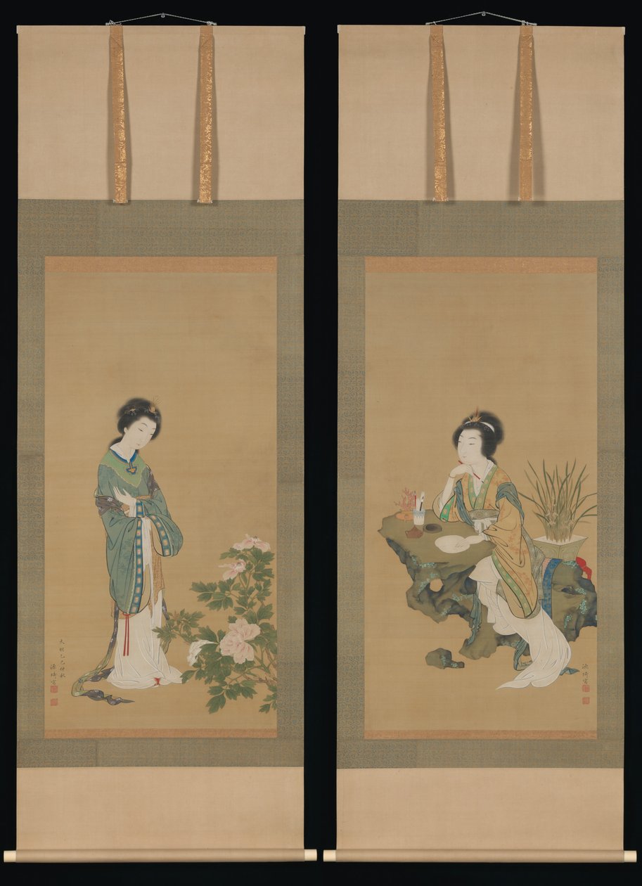 延吉と蘭、楊貴妃と牡丹、1785年。 作： 元気