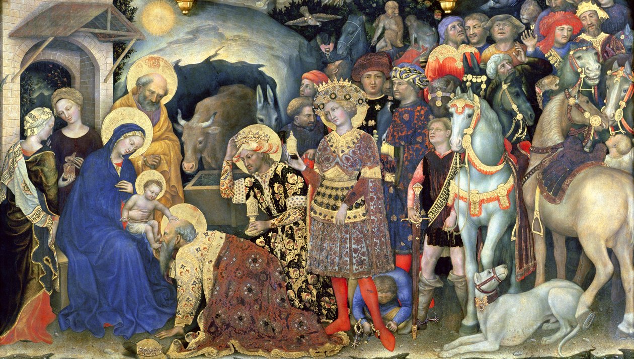 マジの装飾の装飾、1423年（パネル上のテンペラ） 作： ジェンティーレ・ダ・ファブリアーノ