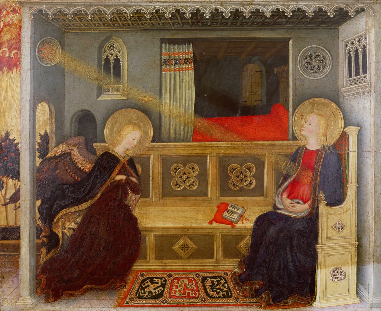 受胎告知、c.1419（パネル上のテンペラ） 作： ジェンティーレ・ダ・ファブリアーノ