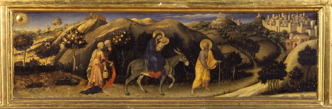 Voo para o Egito (Predella da Adoração dos Magos, Pala Strozzi) 作： ジェンティーレ・ダ・ファブリアーノ