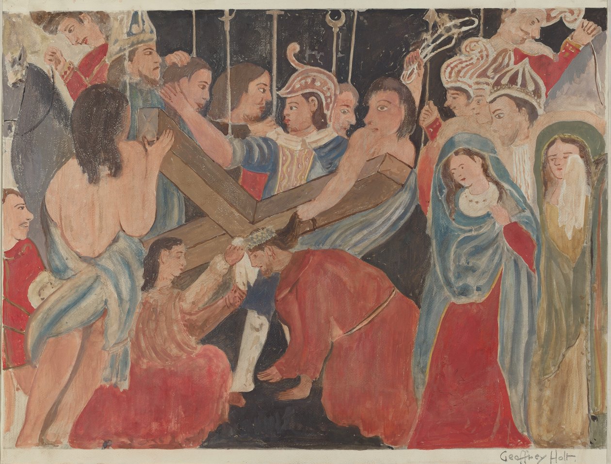 第 6 の十字架の駅: Veronica RendersService to Jesus, c. 1936年。 作： ジェフリーホルト