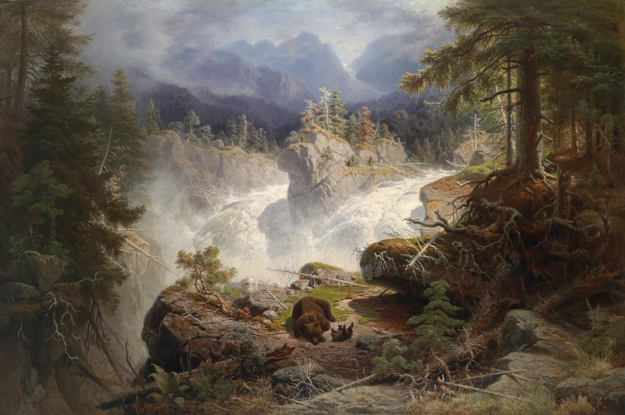 山岳風景の中のクマの家族 作： ゲオルグ・エデュアルド・オットー・ザール
