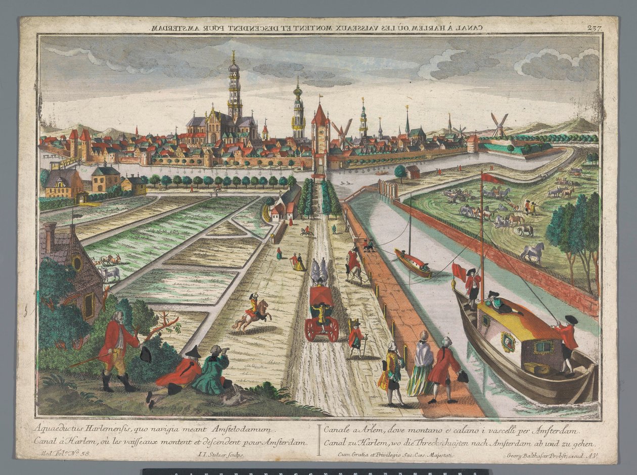 ハールレムのアムステルダム ファールトの眺め Canal zu Harlem, wo die Threckschuijten nach Amsterdam ab und zu gehen (オブジェクトのタイトル) ハーレム（シリーズタイトル） 作： ゲオルグ・バルタザール・プロブスト