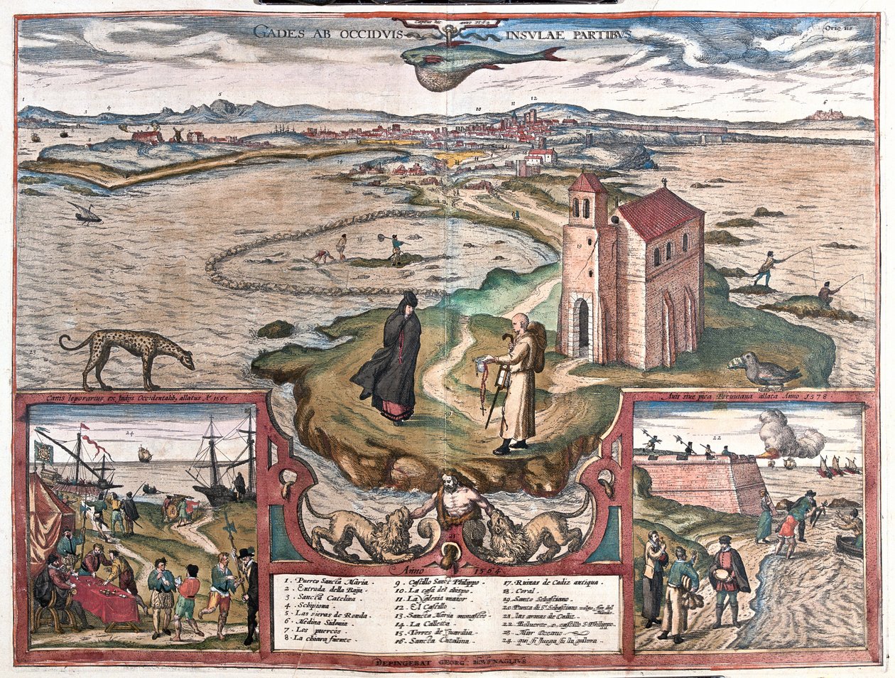 スペインのカディス - ゲオルク・ブラウン作『Civitates Orbis Terrarum』所収、ケルン、1617年 作： ジョージ・ブラウン