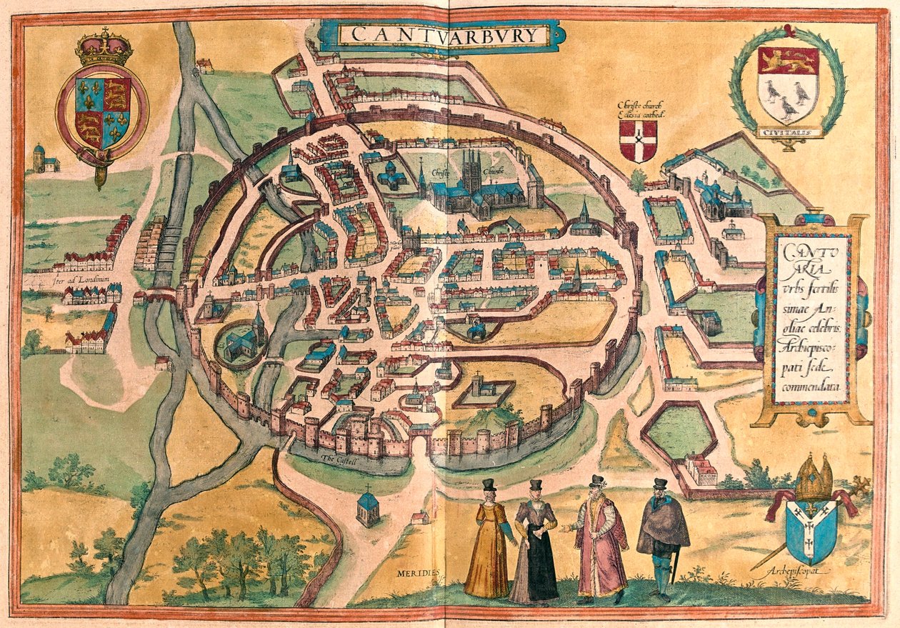 カンタベリー（イギリス）-ゲオルク・ブラウン著『Civitates Orbis Terrarum』所収、ケルン、1617年 作： ジョージ・ブラウン