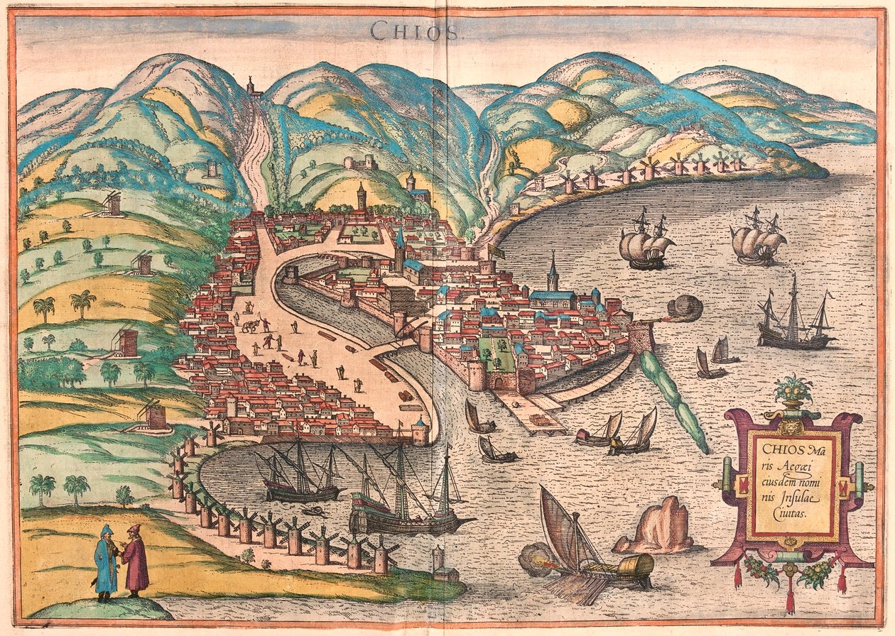 ギリシャ、キオス島 - ゲオルク・ブラウン作「Civitates Orbis Terrarum」ケルン1617年所収 作： ジョージ・ブラウン