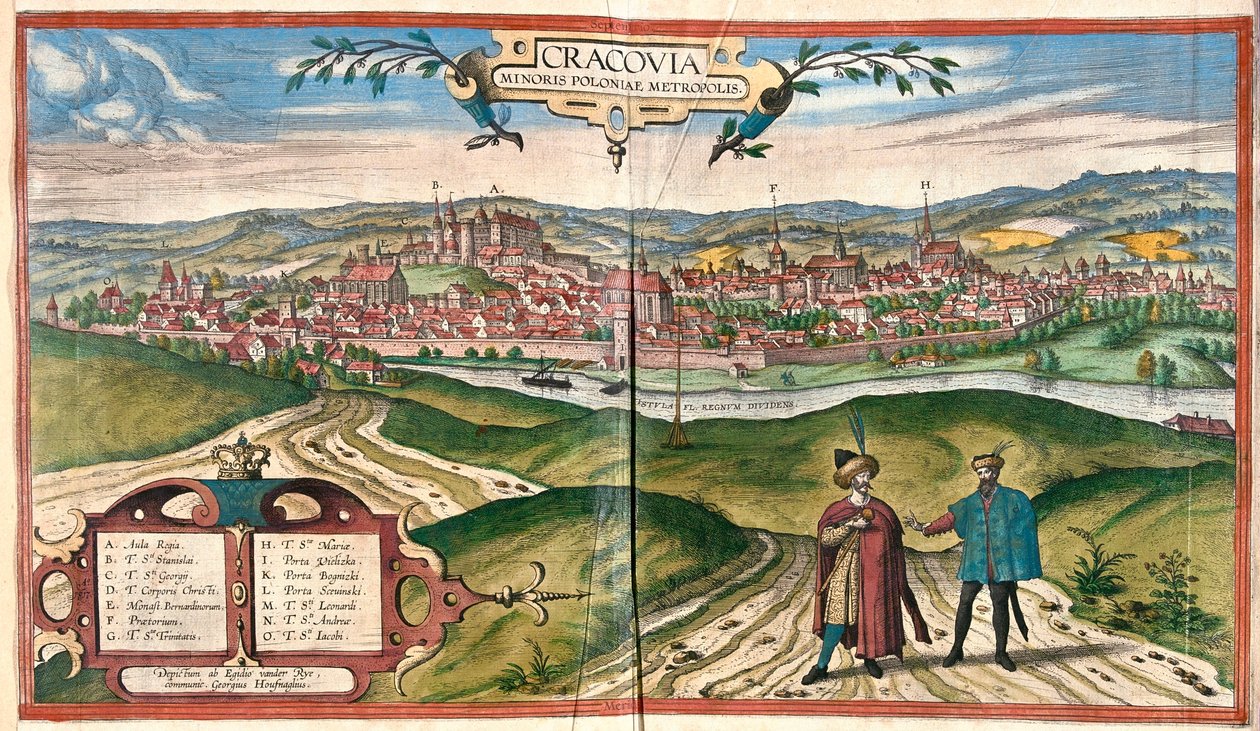 ポーランドのクラクフ - ゲオルク・ブラウン著『Civitates Orbis Terrarum』（ケルン、1617年）所収 作： ジョージ・ブラウン