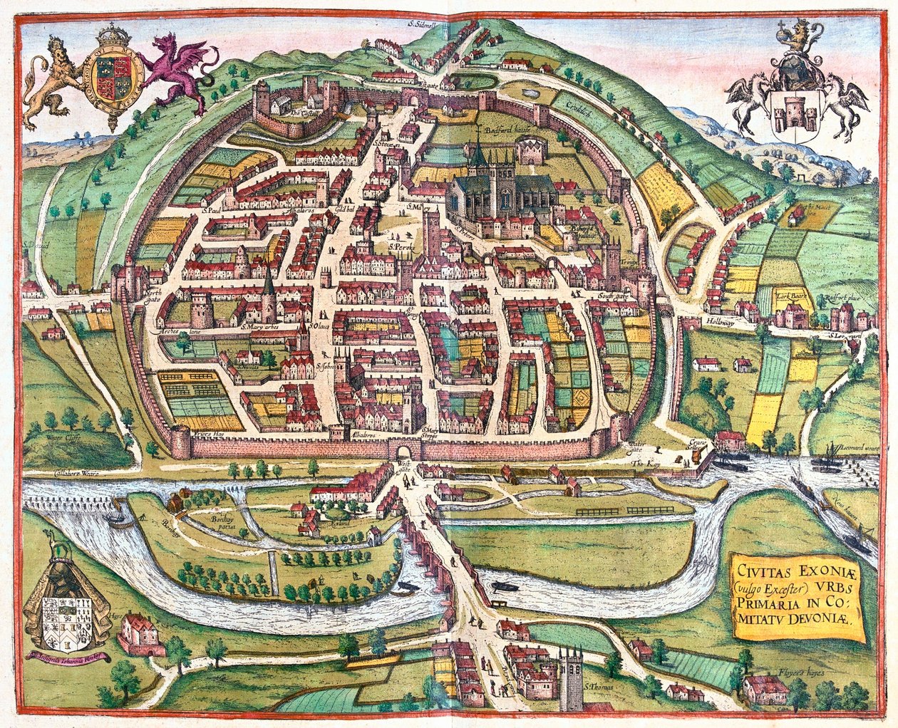 イングランド、エクスター-ゲオルク・ブラウン著『Civitates Orbis Terrarum』（ケルン、1617年）所収 作： ジョージ・ブラウン