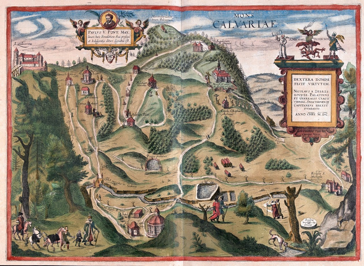 ポーランドのカルワリャ・ゼブジドフカ（クラクフの南東） - ゲオルク・ブラウン著「Civitates Orbis Terrarum」ケルン1617年所収 作： ジョージ・ブラウン