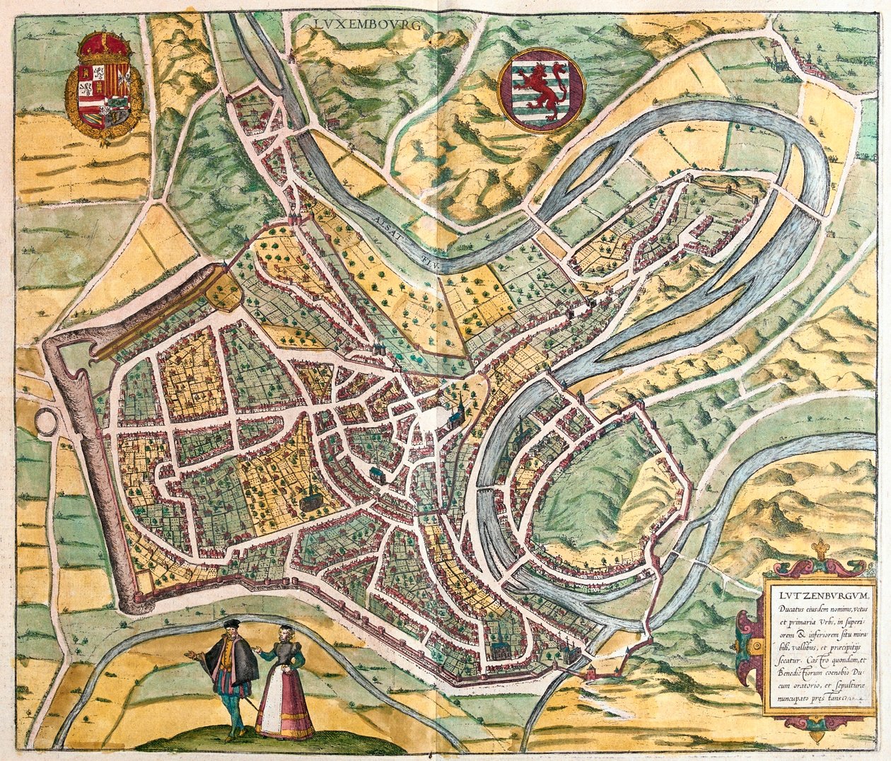 ゲオルク・ブラウン作『Civitates Orbis Terrarum』所収のルクセンブルク（ケルン、1617年 作： ジョージ・ブラウン
