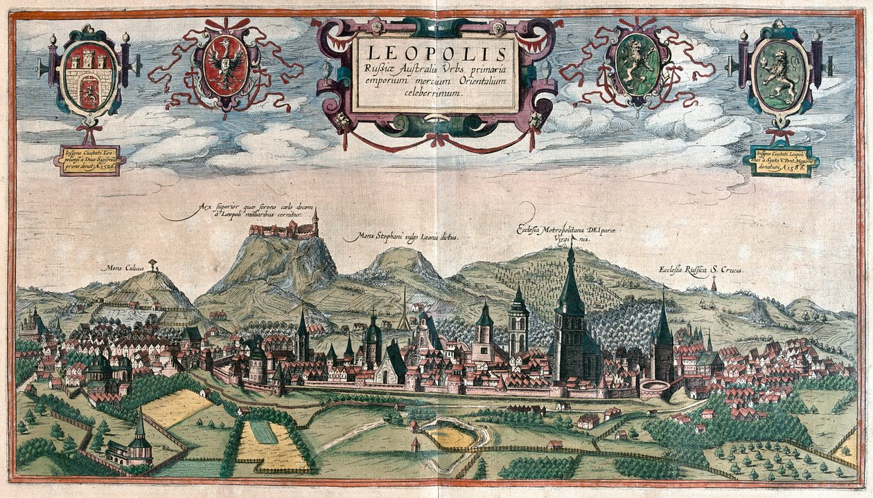 ウクライナのリヴィウ、ゲオルク・ブラウン作「Civitates Orbis Terrarum」ケルン1617年所収 作： ジョージ・ブラウン