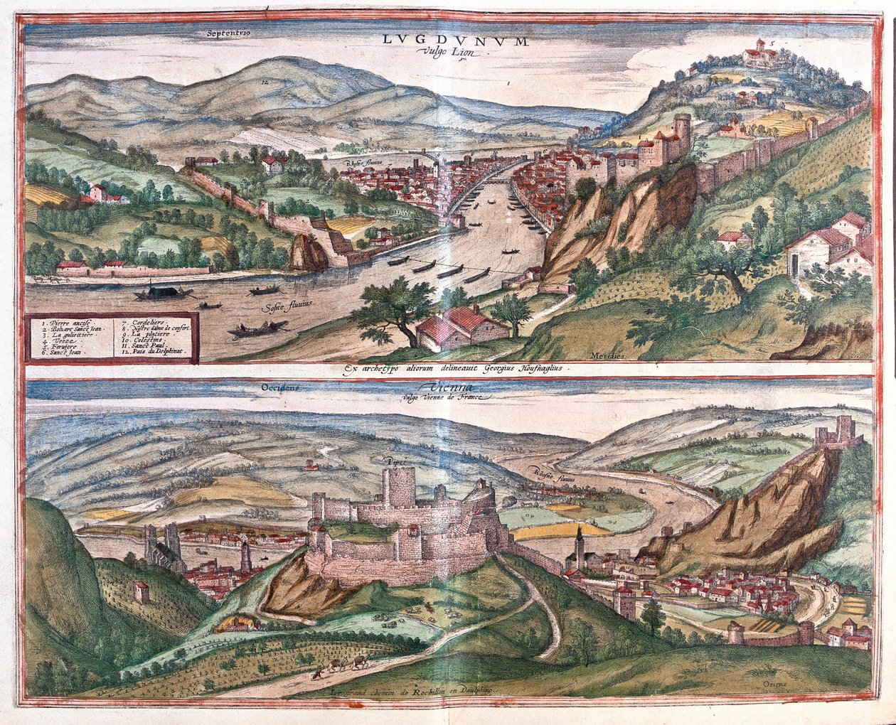 リヨン-ヴィエンヌ（フランス）-ゲオルク・ブラウン作「Civitates Orbis Terrarum」ケルン1617年所収 作： ジョージ・ブラウン
