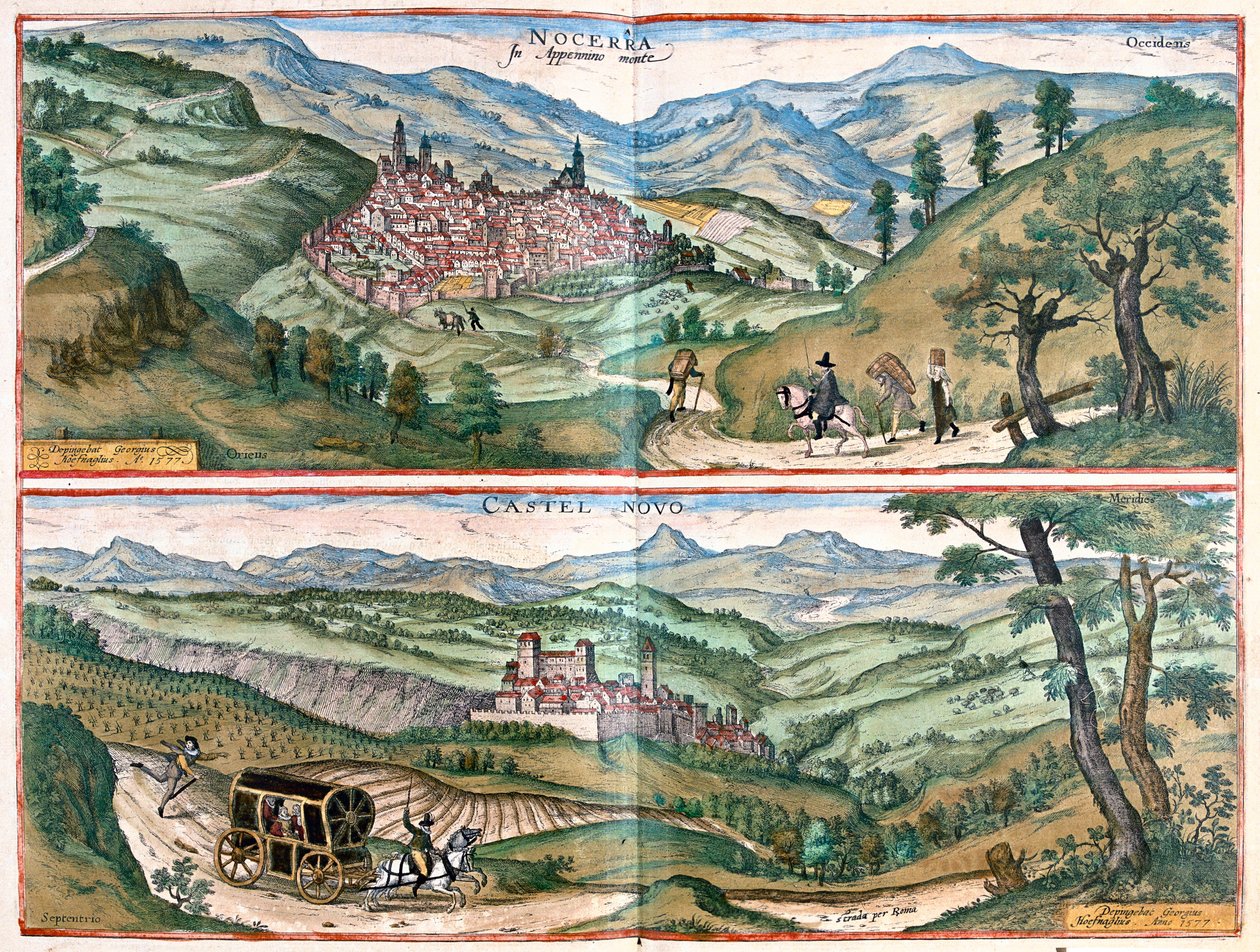 ノセラ・アンブラ（イタリア、カステルヌオーヴォ・ディ・ポルト） - ゲオルク・ブラウン作「Civitates Orbis Terrarum」ケルン1617年所収 作： ジョージ・ブラウン