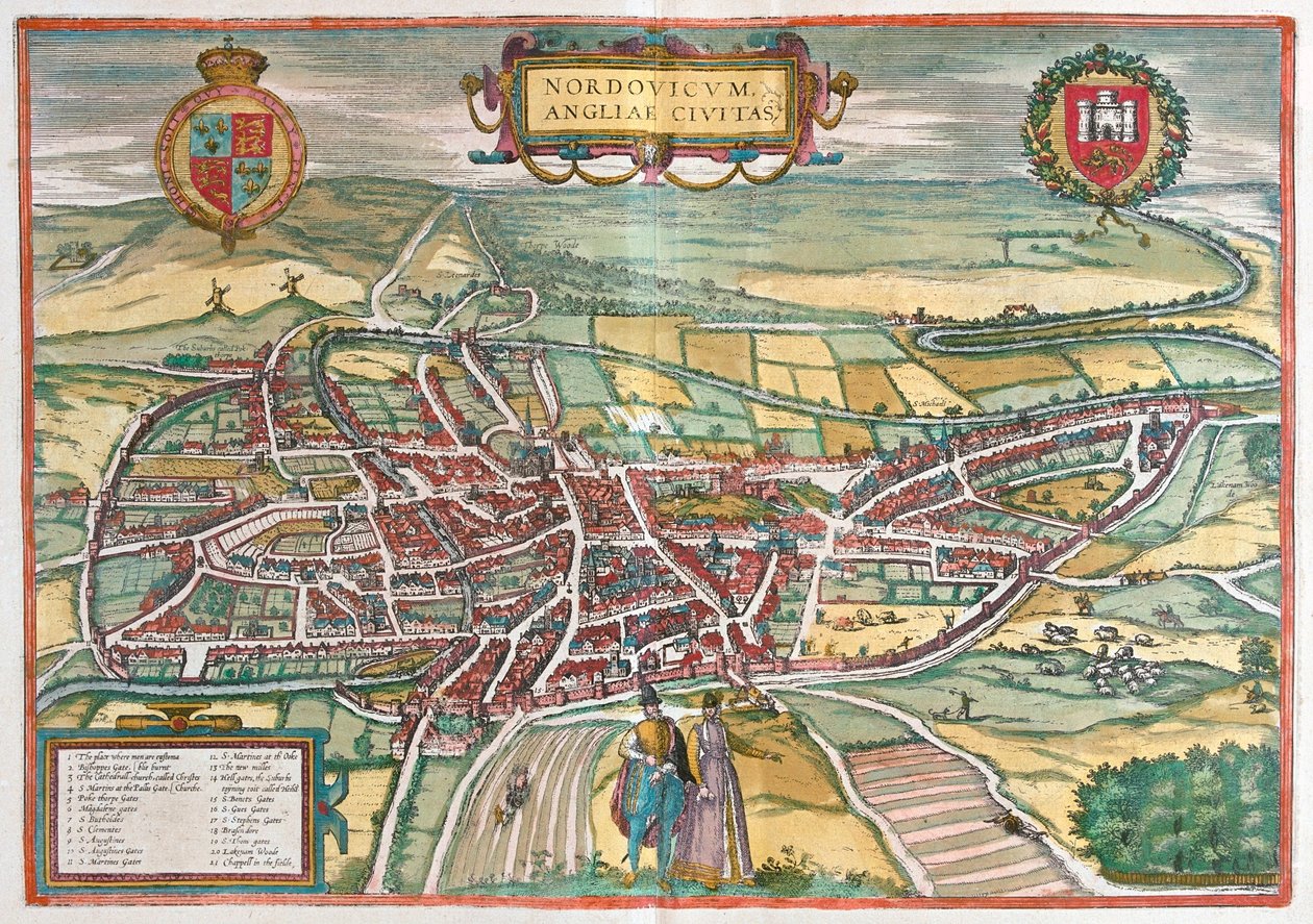 ゲオルク・ブラウン著『Civitates Orbis Terrarum』（ケルン、1617年）所収のノーフォーク - イギリス 作： ジョージ・ブラウン