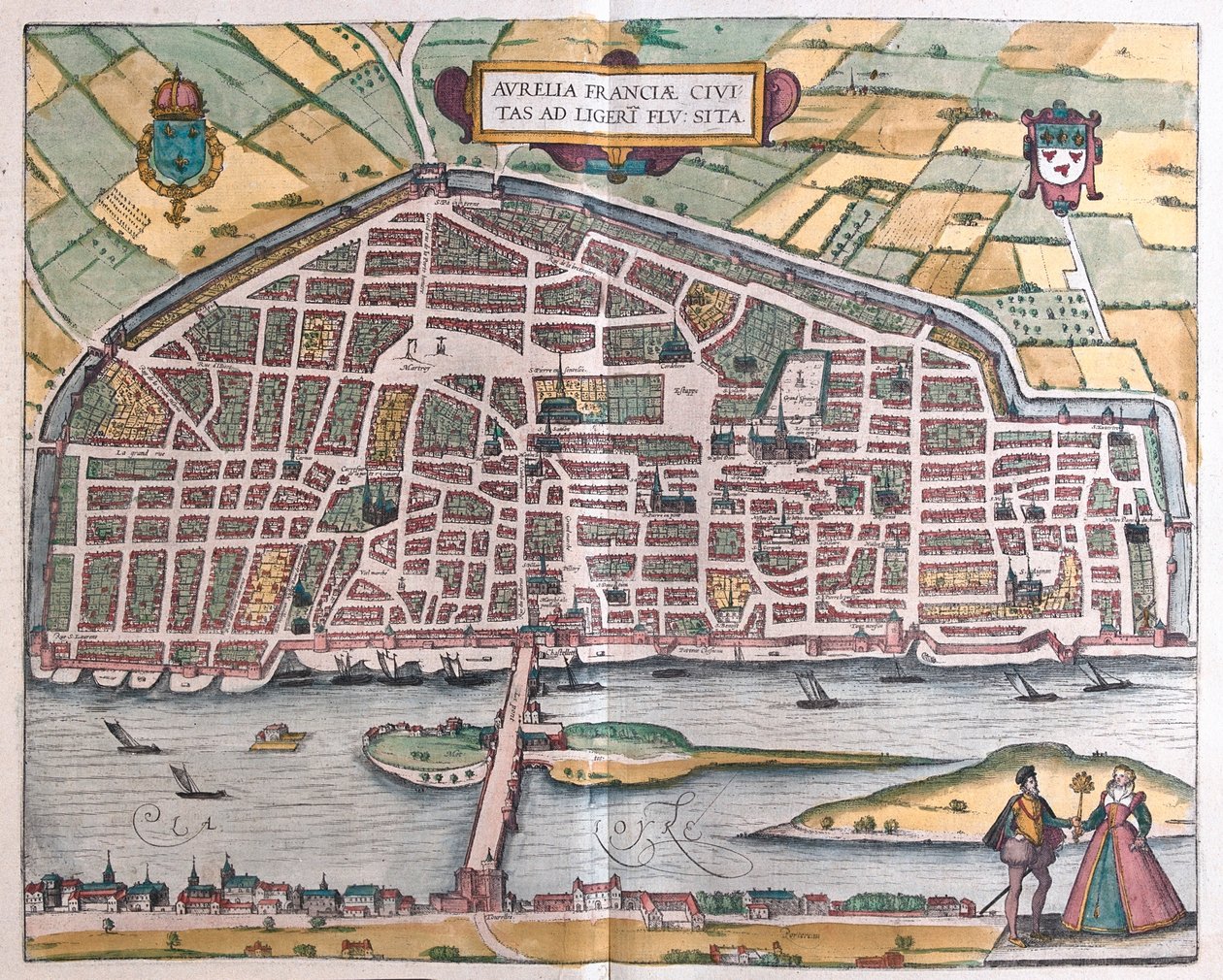 オルレアン（フランス）、ゲオルク・ブラウン著『Civitates Orbis Terrarum』所収、ケルン、1617年 作： ジョージ・ブラウン