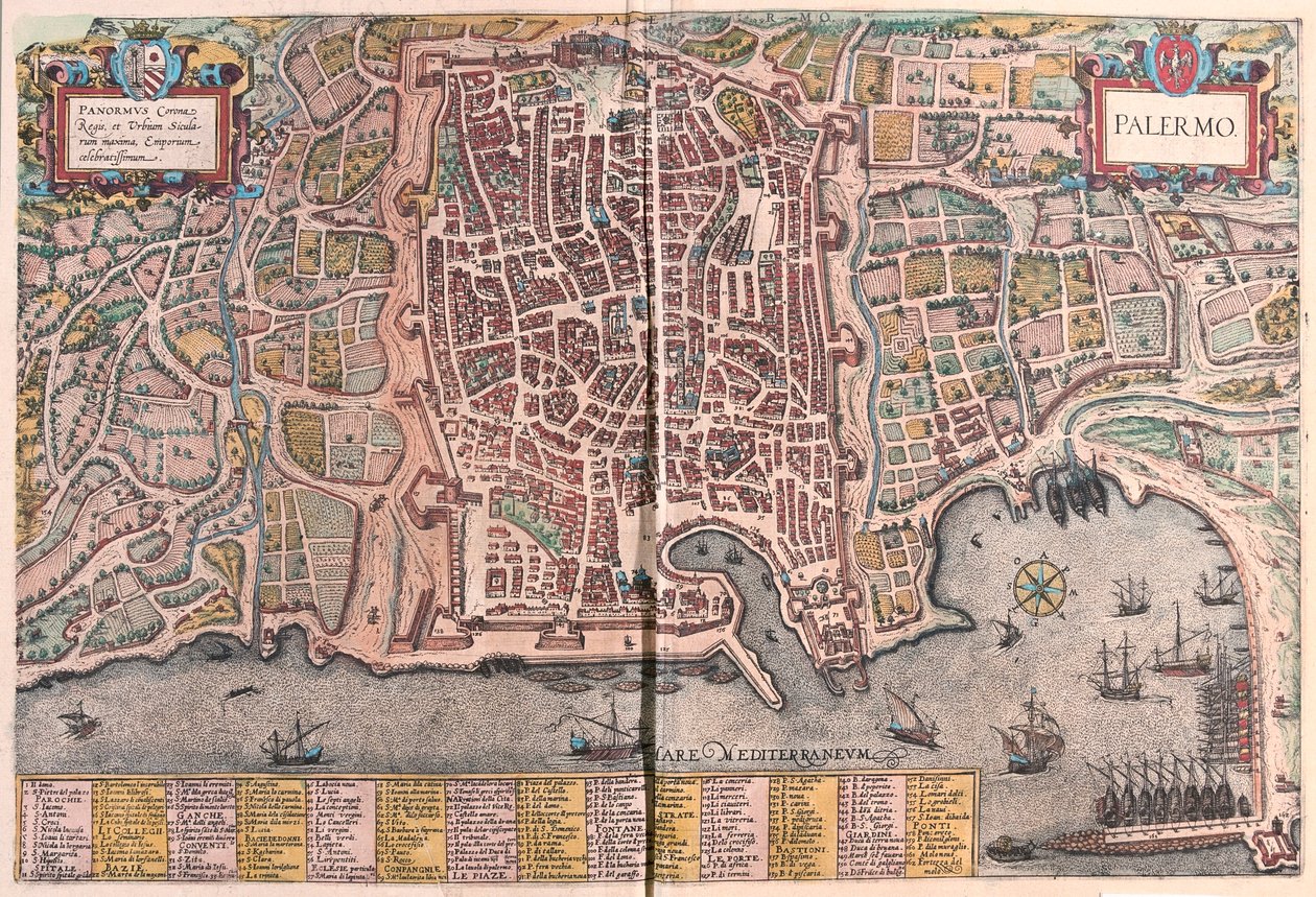 イタリア、パレルモ - ゲオルク・ブラウン作『Civitates Orbis Terrarum』（ケルン、1617年）所収 作： ジョージ・ブラウン