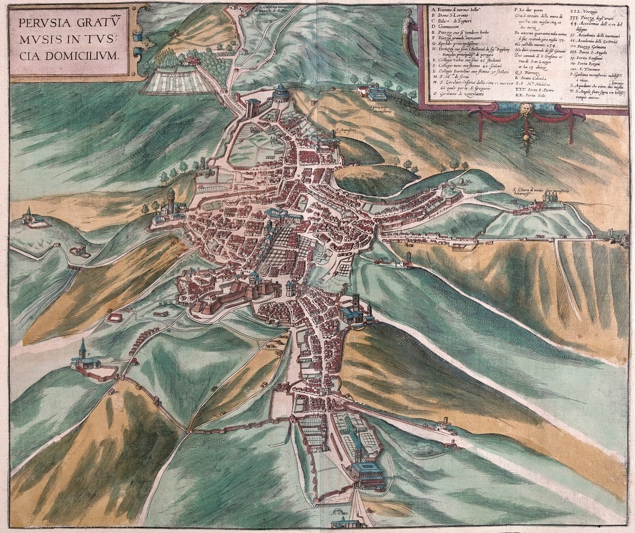 イタリア、ペルージャ-ゲオルク・ブラウン作「Civitates Orbis Terrarum」ケルン1617年所収 作： ジョージ・ブラウン