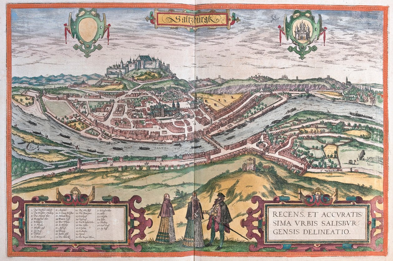 ザルツブルグ（ドイツ）-ゲオルク・ブラウン著『Civitates Orbis Terrarum』（ケルン、1617年）所収 作： ジョージ・ブラウン