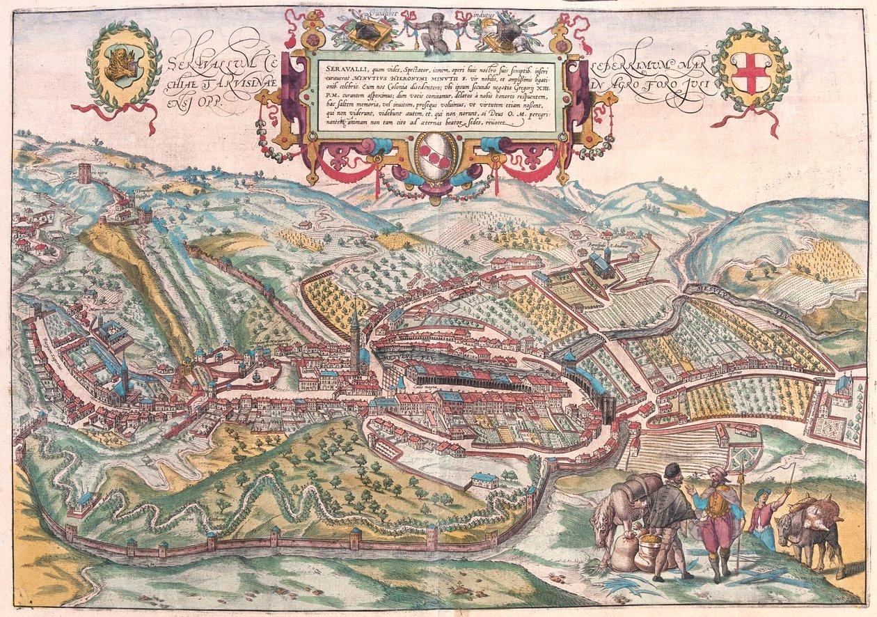 イタリア、ヴィットリオ・ヴェネト（トレヴィーゾ）のセッラヴァッレ - ゲオルク・ブラウン著「Civitates Orbis Terrarum」ケルン1617年所収 作： ジョージ・ブラウン