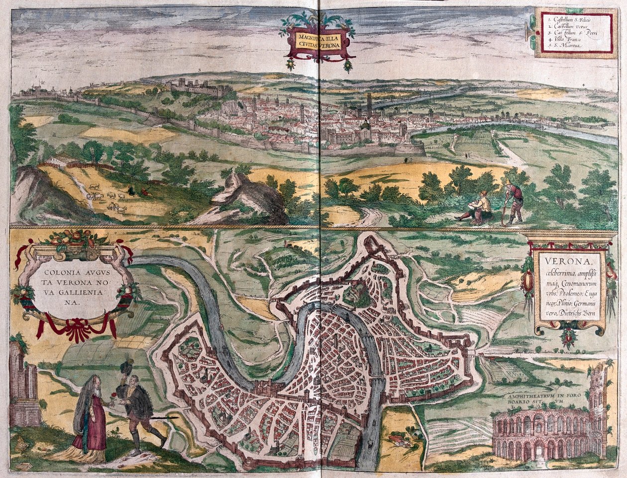 イタリア、ヴェローナ-ゲオルク・ブラウン作「Civitates Orbis Terrarum」（1617年ケルン）所収 作： ジョージ・ブラウン