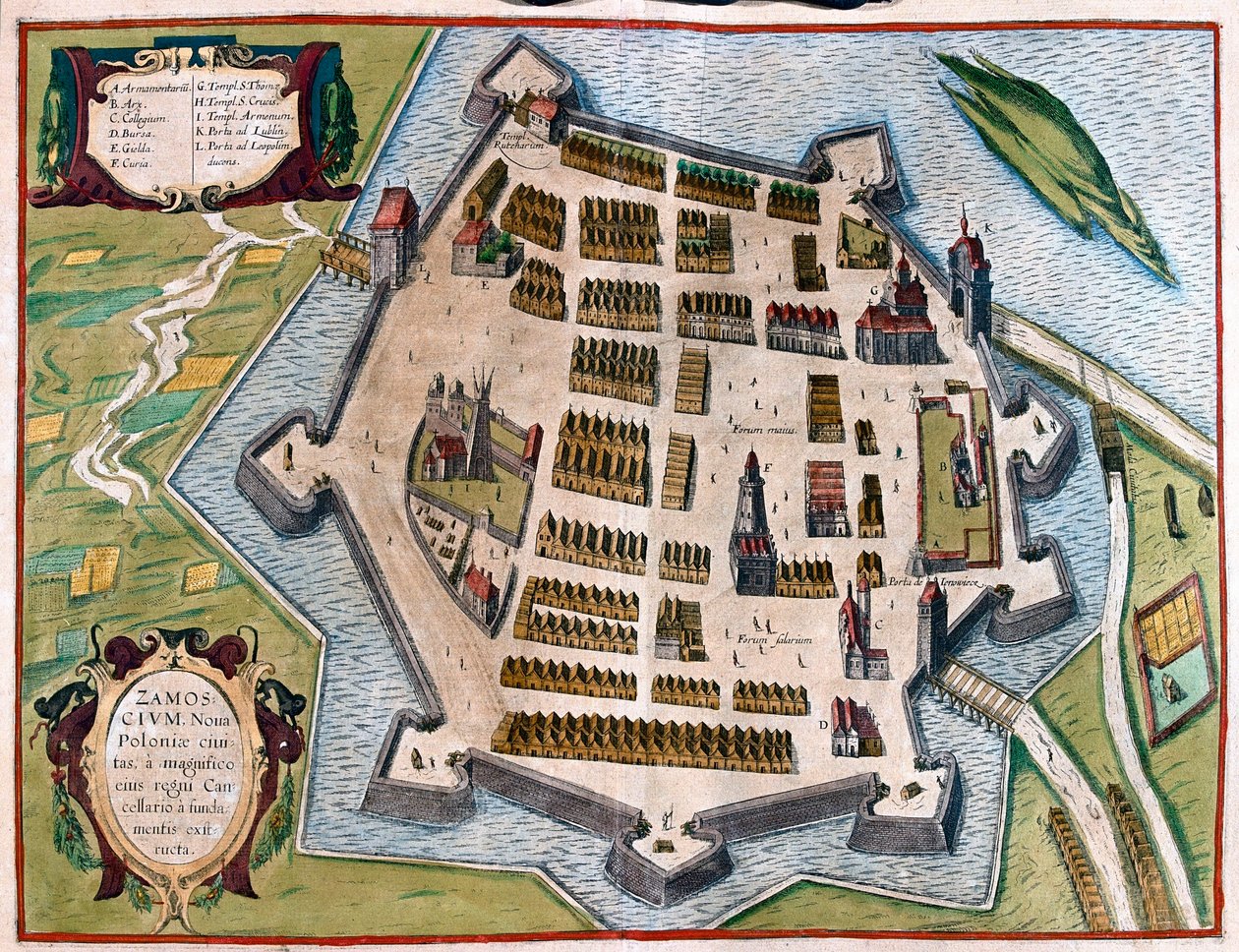ポーランドのザモスク - ゲオルク・ブラウン著『Civitates Orbis Terrarum』（ケルン、1617年）所収 作： ジョージ・ブラウン